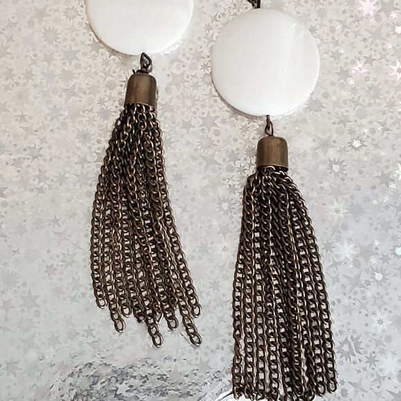 Chain fringe earrings - Handmade (NEW) - Picture 3 of 3